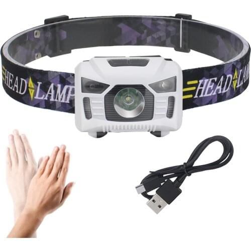 VBS 5W Front LED Headlamp with Motion Sensor 2 Switch Modes Head Flashlight Torch Lamp For Runners Camping Hiking +USB Cable