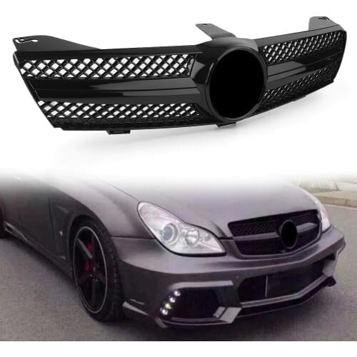 Car Front Grille Gloss Black 1 Fin Upper Grill For Mercedes Benz C219 W219 CLS Class CLS350 CLS500 SLS600 2004 2005 2006 2007