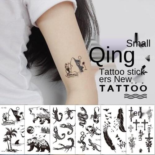 Water Transfer Tattoo Small Sun Moon Gun Heart Body Art Waterproof Temporary Tattoos Fake Tatoo Falsh Tatto for Man Woman Kid