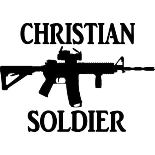 Personalized Car Sticker Christian Soldier Gun Cover Scratch Soldier Car Sticker Decal Black/White, 15cm*10cm