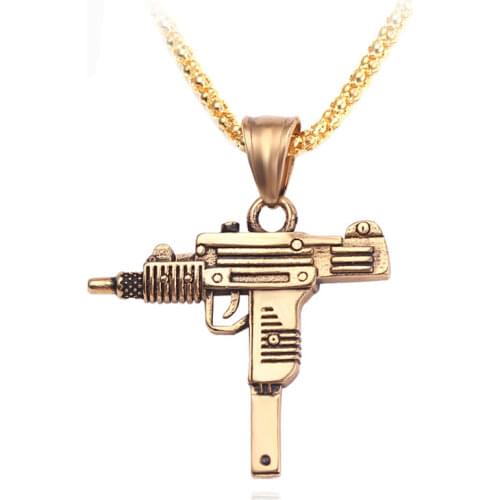 Uzi Gun Fashion necklaces 2019 Street Dance Rap Star Jewelry Hiphop Gold Men Necklace Gothic Maxi Colar Masculino Bff Kolye