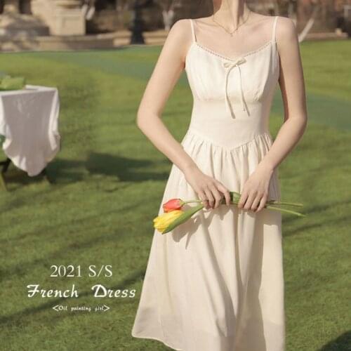 2021 French Vintage Strap Dress Women Summer Casual V-Neck Elegant Sexy Midi Dress Slim Backless Club Party Fairy Dress