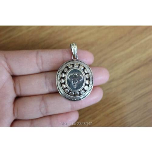 PN153 Ethnic Tibetan Metal Copper Buddha Eye Prayer Box Amulet Pendant Handmade Nepal Gau Box Antiqued Pendant