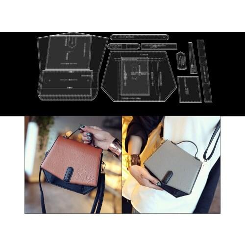 DIY handmade leather acrylic frame template handbag shoulder messenger bag making pattern drawings pattern