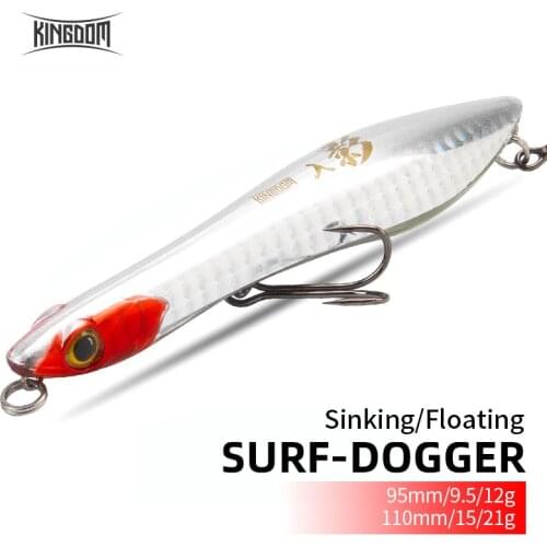 KINGDOM SURF-DOGGER Sinking Floating Pencil Fishing Lure 95mm 110mm Long Casting Luminous Popper Wobbers Artificate Bait Lures