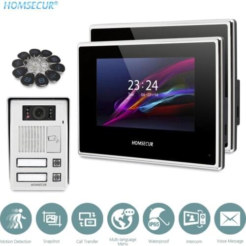 HOMSECUR 7inch Video Door Entry Security Intercom with Motion Detection for 2 Families BC112-2 + BM718-B