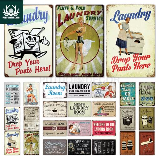 Laundry Sign Vintage Tin Sign Plaque Metal Vintage Retro Metal Sign Wall Decor for Laundry Room