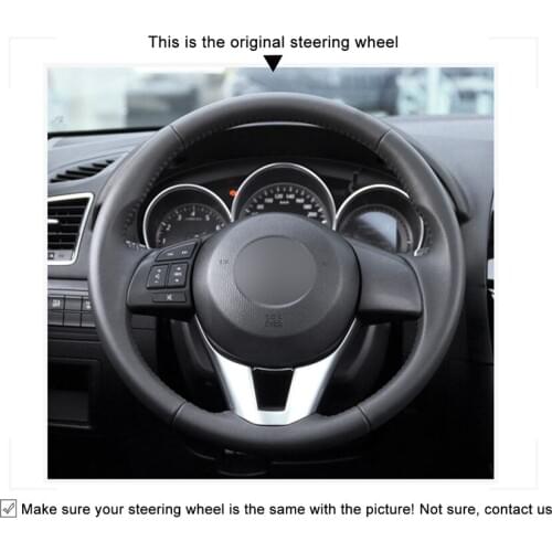 High quality Black Artificial Leather anti-slip customized car steering wheel cover For Mazda 3 Axela 2013-2016 Mazda 6 Atenza 2