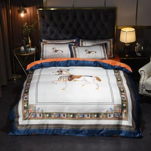 High-End Tencel Washing Silk Digital Printing Bedding Set Home Textile Bed Clothes Duvet Cover Flat Sheet Pillowcases