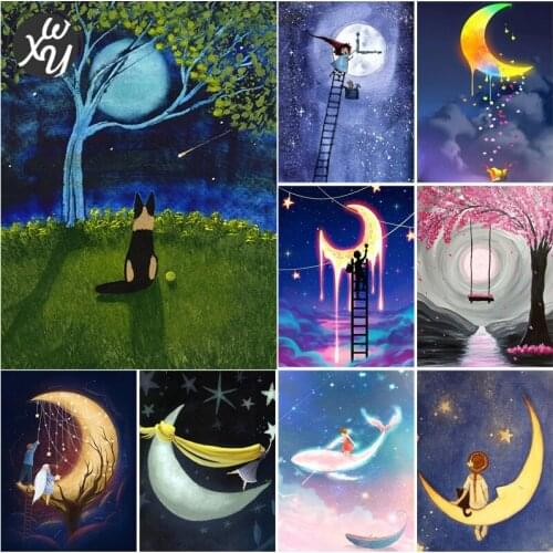 WEIWEI Moon Art Diamond Mosaic Art Full Square/round 5D Diy Anime Diamond Painting Embroidery Cross Stitch Needlework Decor Home