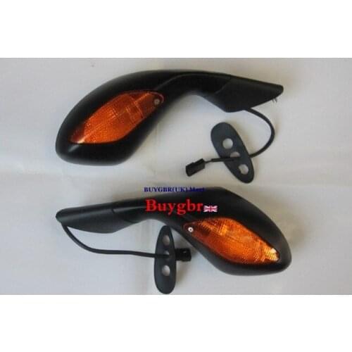 For 2004-2008 Aprilia RSV1000 RSV 1000 Pair Motorcycle Rearview Side LED Turn Signal Mirrors 2004 2005 2006 2007 2008 BLACK