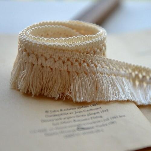 Hot selling beige polyester cotton tassels lace women lace accessories retro dress doll lace 3.5cm M753