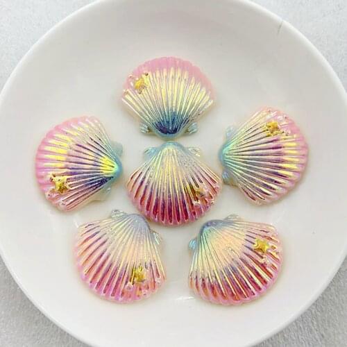 10pcs ab-Plated color shell flat back scrapbook DIY jewelry craft decorative accessories resin Rhinestones