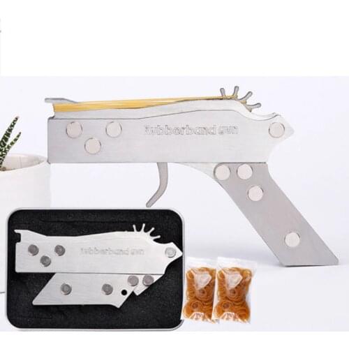 14.5*11cm/17*11cm Mini White Folding Shooting Rubber Band Gun Toys Metal Gun for Kids Children Outdoor Fun Sports A339