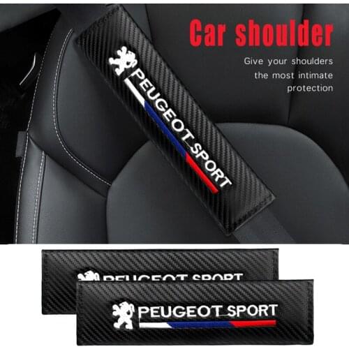 2pcs Car Seat Belt Shoulder Strap Pad Cushion Protector Cover For Peugeot 206 207 208 307 308 407 408 508 2008 3008 Accessories