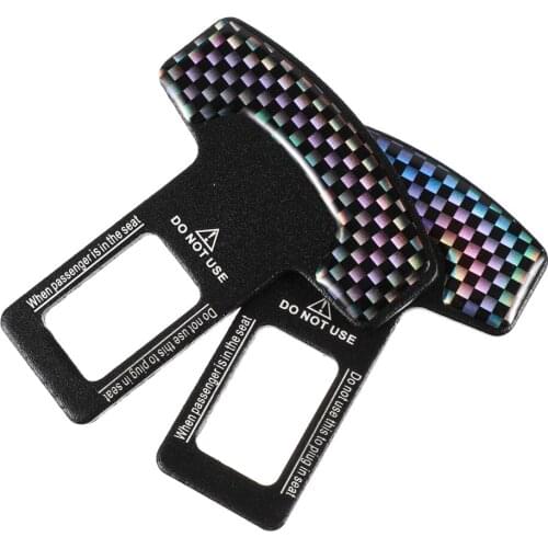 2pcs Universal Seat Belt Clips Car Alarm Stoppers Auto Safety Belt Plugs (Black)