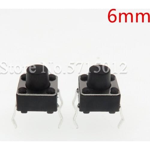 200pcs 6*6*6mm Light touch switch push button Touch micro switch 6x6x6 keys button 4pin Round head