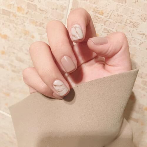 24Pcs Nude Fake Nails Coffin Full Cover Glossy False Nail Long Ballerina Nails with Glue Sticker