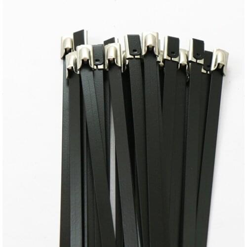 25pcs 7.9x150/200/260/300/350/400/450 to 900mm Stainless Steel Cable Ties Locking Metal Zip-Exhaust Wrap Coated Multi-Purpose