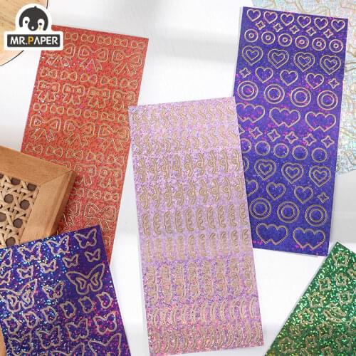 6 Designs 1 Pc/bag Ins Style Shining Moment Series Creative Bronzing Hand Account DIY Deco Collage Material Plain Sheet Stickers