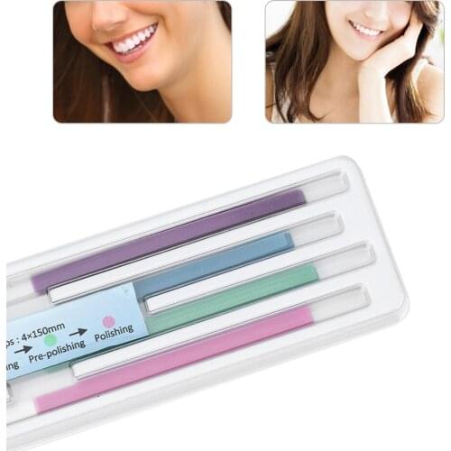 60 Pcs Dental Fiber Materials Abrasive Strips Teeth Polishing Smoothing Finishing Gloss Contouring Tools Kit Ncludes Four Colors