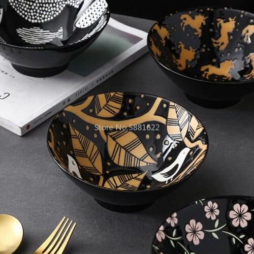 7inch Japanese Style Creative Embossed Underglaze Ceramic Tableware Restaurant Hats Salad Noodle Bowl Household Soup Noodle Bowl