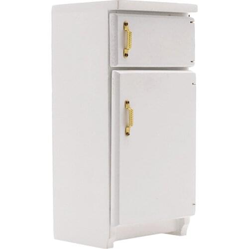Dollhouse Accessories, 1:12 Dollhouse Kitchen Miniature White Refrigerator Furniture Model