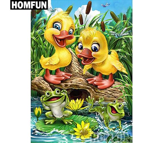 HOMFUN Full Square/Round Drill 5D DIY Diamond Painting "Cartoon duck" Embroidery Cross Stitch 5D Home Decor Gift A03762