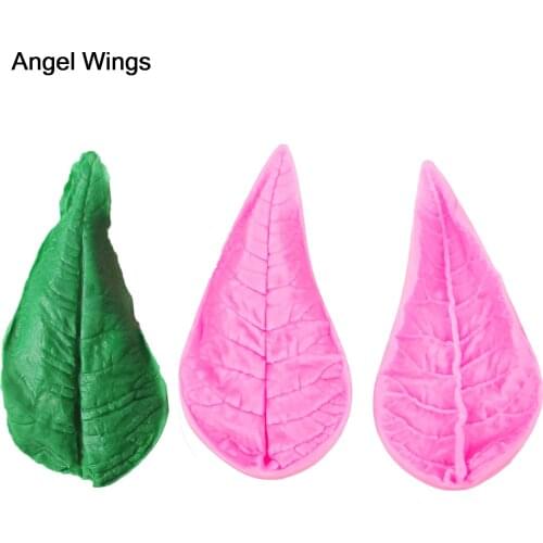 Angel Wings Food grade 3D fondant cake silicone mold Leaves Mosaic shaped for Reverse forming chocolate decoration tools F1196