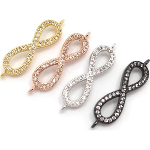 Free shipping 12pcs high quality four colors 8 shape bracelet charms white CZ crystal fit fashion jewelry DIY