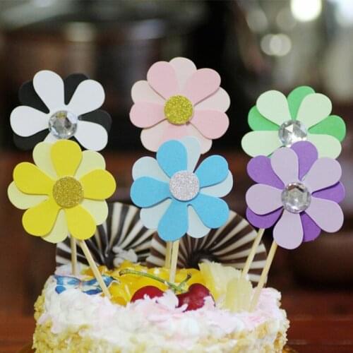 Flowers Cake Topper Cupcake Stand For Gender Reveal Baby Shower Childrens Day Wedding Party Dessert Decoration Baking Supplies