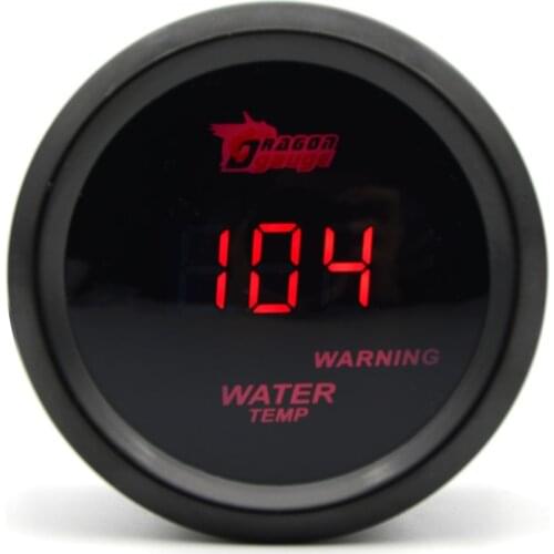 DRAGON GAUGE 52MM Water Temp Gauge Digital Red led Black Case Fahrenheit Temperature