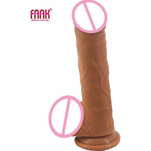FAAK double layer silicone realistic dildo male penis skin touch big cock suction flexible fake dick sex toys for women sex shop