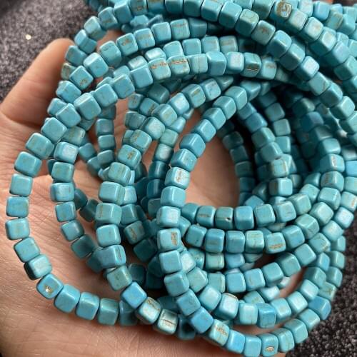 Stone Beads blue Turquoises Square Loose isolation Beads Semi-Finished For jewelry making DIY necklace bracelet accessories