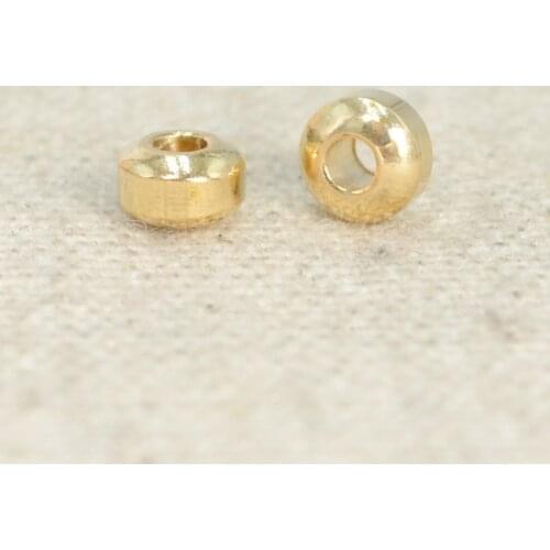 100 PCS 5*3.2mm Metal Raw Brass Round Flat Beads Spacer Bead DIY 2mm Hole Loose Bead For Jewelry Making
