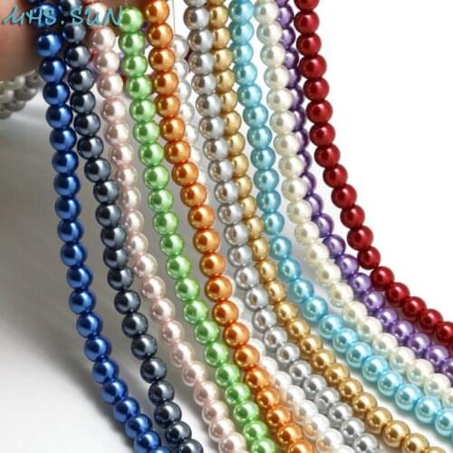 MHS.SUN 3MM-16MM Round Glass Pearl Beads for Jewelry Making Loose Spacer Beads Imitation Pearl Sewing Clothing Decoration