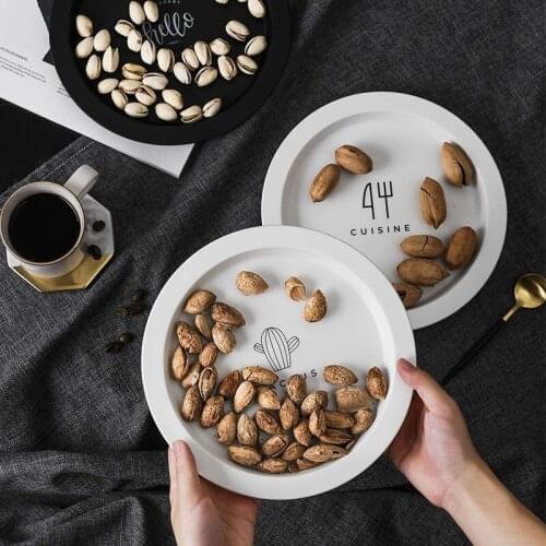 Nordic Round Snack Tray Simple Fruit Bowl Dessert Cake Plates Breakfast Dishes Serving Platter for Home and Party