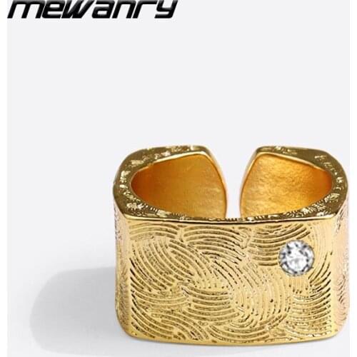 Mewanry 925 Sterling Silver Engagement Rings Trend New Design Vintage Fingerprint Pattern Sparkling Zircon Bride Jewelry Gifts