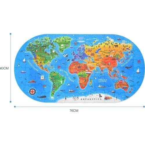 Mideer Children Early Educational Baby Colorful Cartoon Interesting Kid Handmade 100 Pieces Learning Geography Jigsaw Puzzle Toy