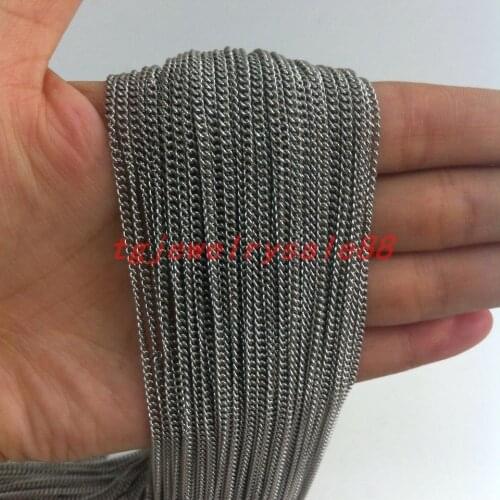 2mm Wide Mens Womens Wholesale In Bulk Stainless Steel Thin Silver Color Curb Cuban Link Chain Suit For DIY Necklace 5/10M