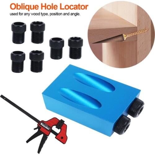 15sets Woodworking Oblique Hole Locator Drill Guide Set 15° Angle Drill Guide Set Hole Puncher DIY Carpentry Tools
