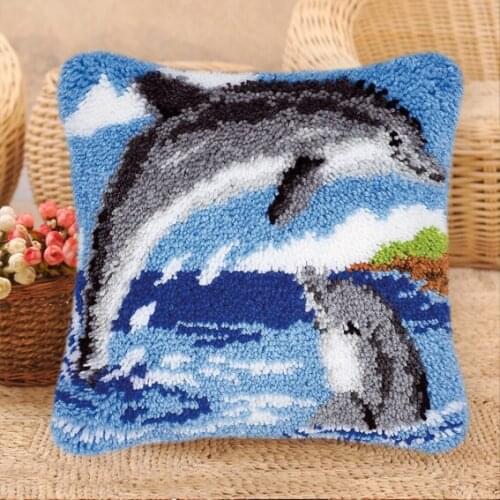 Latch Hook Kits Diy Animal Dolphin Polar Bear Smyrna Rabbit Knooppakket Do It Yourself Borduurpakket Kussen Cross Pillows