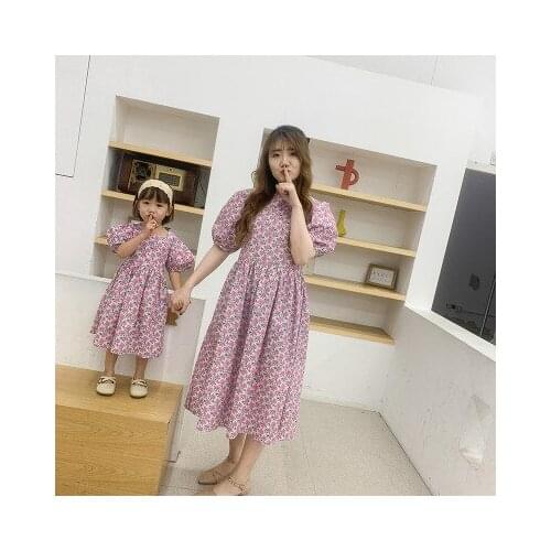 2021 Spring Summer New Mother and Daughter Dress Kids Dresses for Girls Baby Girl Cute Floral Princess Dresses Baby Girl Clothes