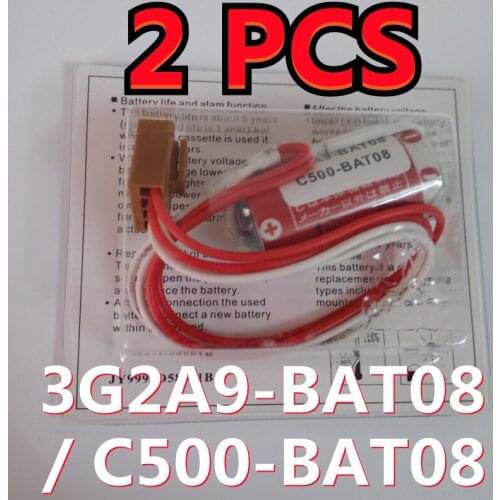 New Date) 2PCS Original Battery For OMRON C500-BAT08 3G2A9-BAT08 3.6V PLC Lithium Battery With Plugs Connectors ER17/33