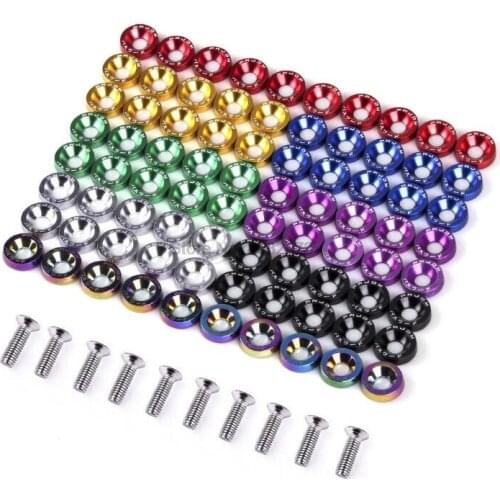 By DHL or Fedex 300sets M6 JDM Car Modified Hex Fasteners Engine Concave Screws Fender Washer License Plate Bolts Car styling