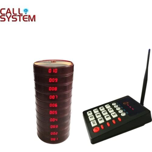 Restaurant Pager Wireless Paging Queuing System Chargeable Restaurant Equipments 1 Transmitter + 10 Coaster Pagers