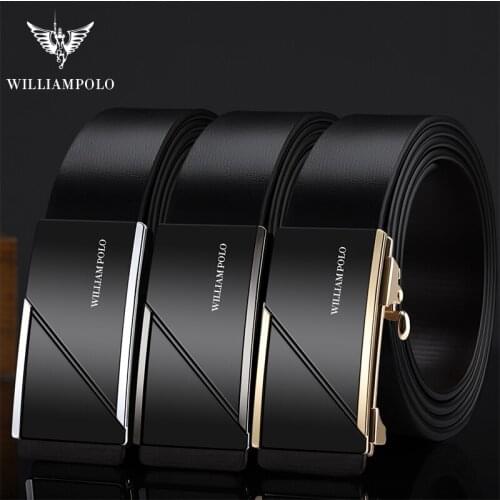WILLIAMPOLO men belt Leather Strap Male Automatic Buckle Belts For Men Girdle Trend Mens Belts Fashion Designer Belt luxury