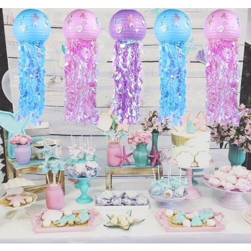 Mermaid Birthday Party DecorJellyfish Paper Lantern Hanging Under the Sea Mermaid Wishes Lantern Little Mermaid Party Supplies