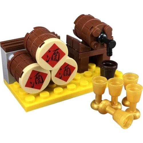 City MOC Series Chinese Wine Cellar Traditional Gifts For Children Accessory Wine Glasses Cities Compatible Blocks Toys For Kids