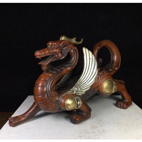 7" Tibet Buddhism Temple bronze Gilt true gold silver Lucky Pixiu Statue Brave troops statue Ward off evil spirits, town house